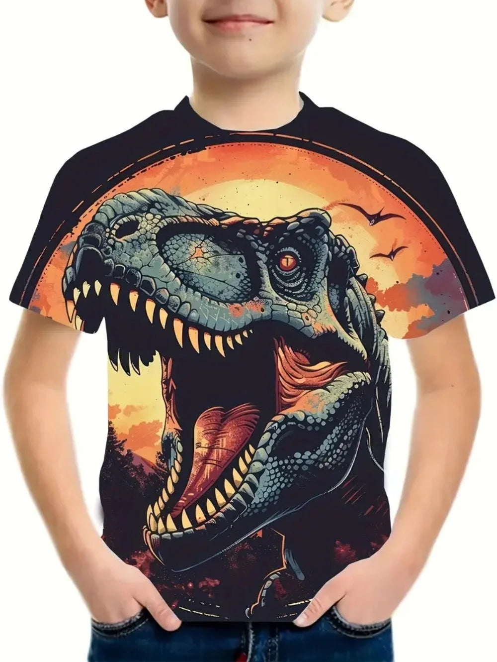Boys Kids Clothes 3D Print Cartoon Dinosaur Graphic T Shirts Fashions Summer Streetwear O-Neck Short Sleeves T-Shirts for Boys