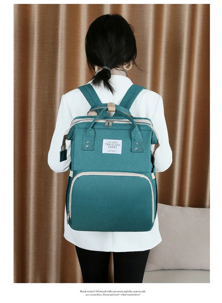 Baby Bed Mother Large Capacity Nappy Milk Bottle Backpacks with Changing Mat Convenient Baby Nursing Bags Gift Mommy Diaper Bags