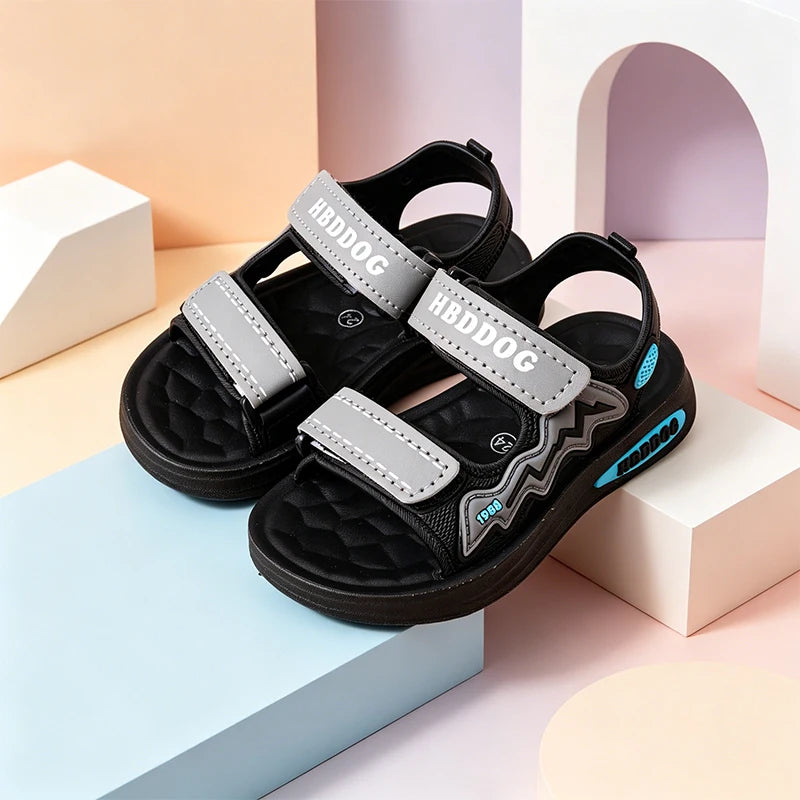 Boys Letter Print Sport Sandals Summer Soft Non-Slip Sole Breathable Casual Outdoor Beach Walking Kids Shoes