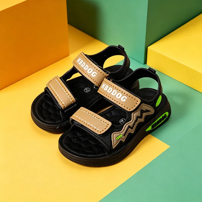 Boys Letter Print Sport Sandals Summer Soft Non-Slip Sole Breathable Casual Outdoor Beach Walking Kids Shoes