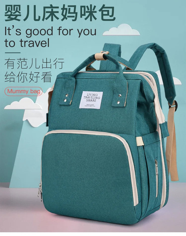 Baby Bed Mother Large Capacity Nappy Milk Bottle Backpacks with Changing Mat Convenient Baby Nursing Bags Gift Mommy Diaper Bags