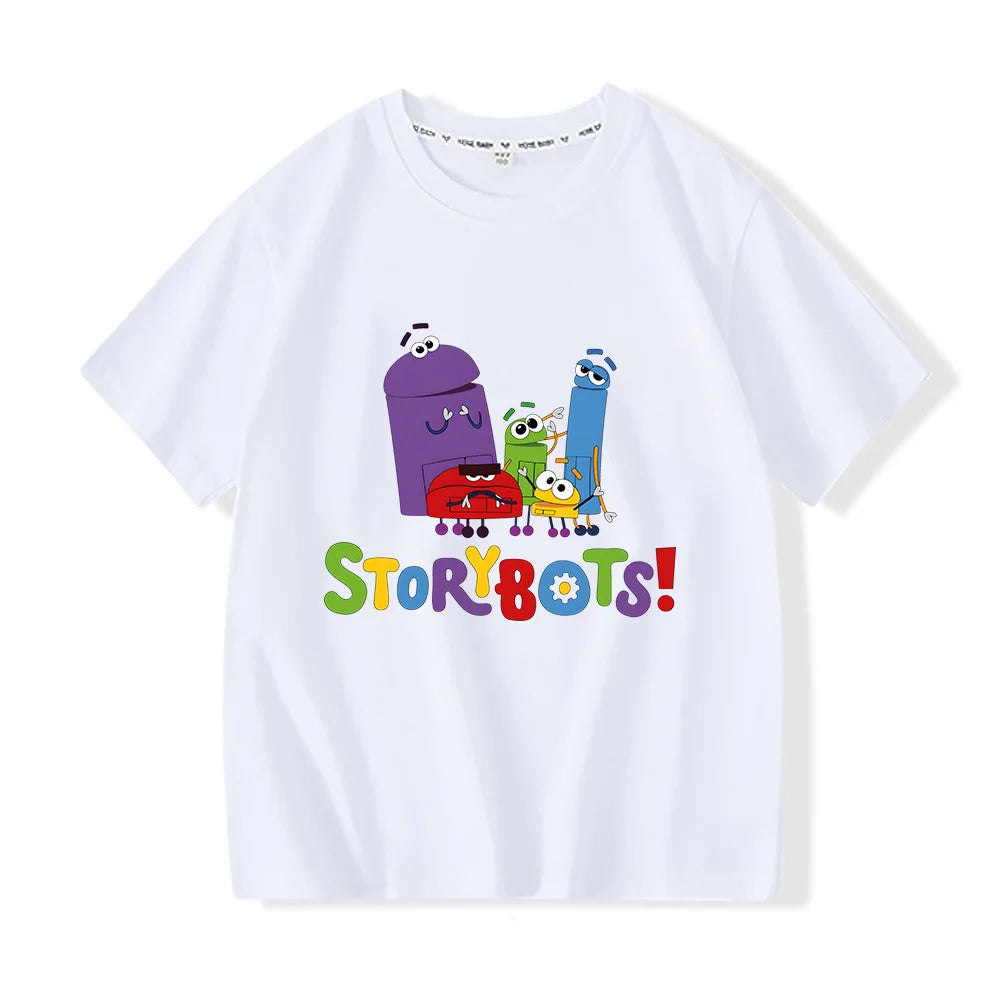 T-Shirt for Boys Funny Animation Storybots Cartoon Print Kids Tshirt Fashion Boy Girls Children Clothes Summer Short Sleeved Top