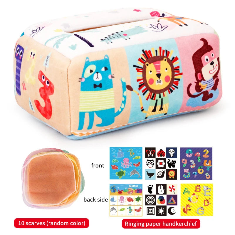 Baby Montessori Toy,Magic Tissue Box,Educational Learning Activity Sensory Toy For Kids Finger Exercising Busy Board Baby Game
