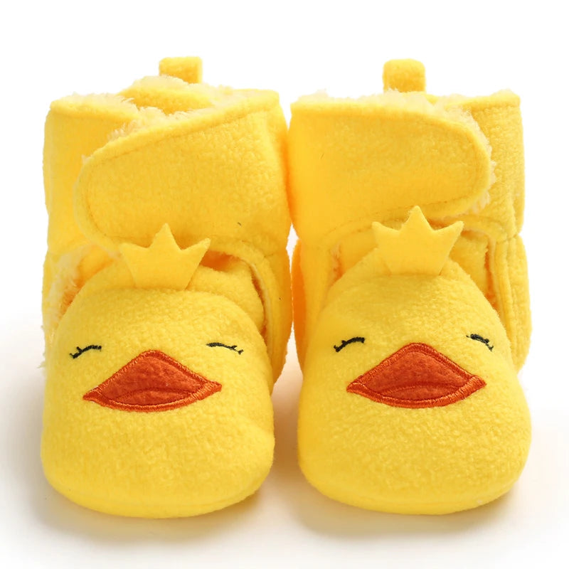Winter baby's small animal shaped cloth soled cotton shoes with warm and plush thick Velcro baby's walking cotton shoes