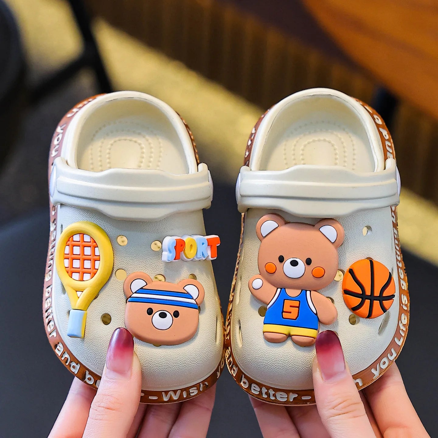 New Children Baby Shoes for Boys Girls Cute Cartoons Kids Mules Clogs Summer Garden Beach Slippers Sandals Cave Hole