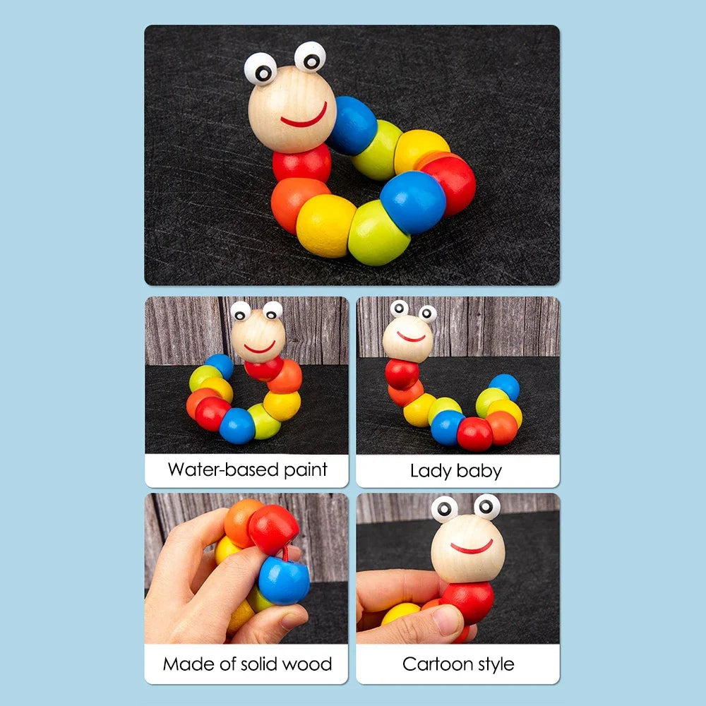 Funny Kids Montessori Wooden Toys Macaron Blocks Learning Toy Baby Music Rattles Graphic Colorful Wooden Blocks Educational Toys