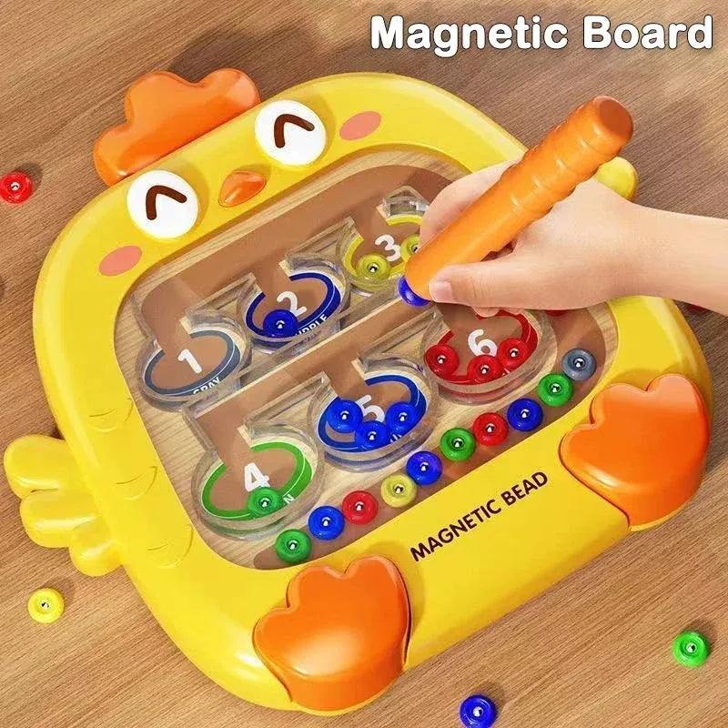 Montessori Magnetic Puzzle Board Color Number Matching Toy Sensory Play for Toddlers 3+ Educational Bead Game with Magnetic Pen