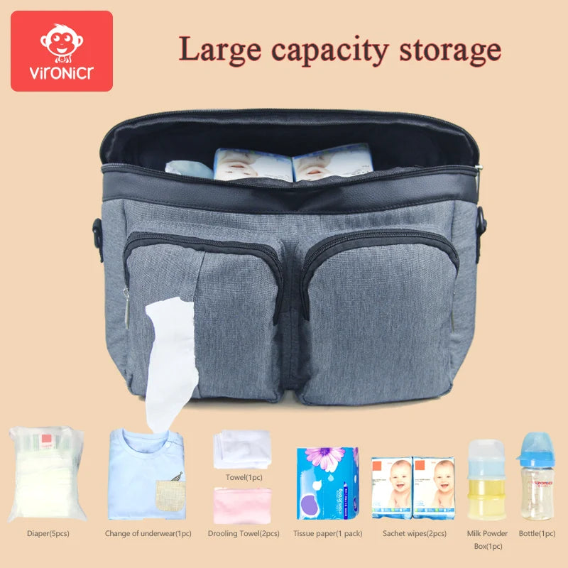 Stroller Organizer Bags Mummy Large Capacity Travel Hanging Bag Bottle Holder Pram Diaper Bags Baby Stroller Accessories