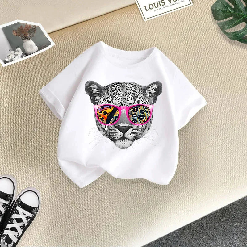 Summer's New Stylish and Fashionable Short-sleeved T-shirts for Boys and Girls, Round-neck Short-sleeved Children's Clothing
