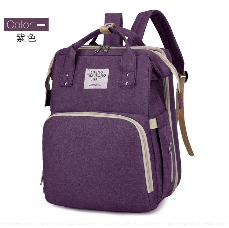 Baby Bed Mother Large Capacity Nappy Milk Bottle Backpacks with Changing Mat Convenient Baby Nursing Bags Gift Mommy Diaper Bags