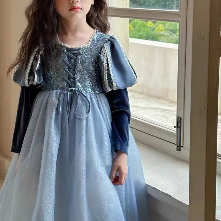 Girls Dress 2023 Spring  Autumn New Western Style Children Trendy Birthday  Little Girl Princess Dress