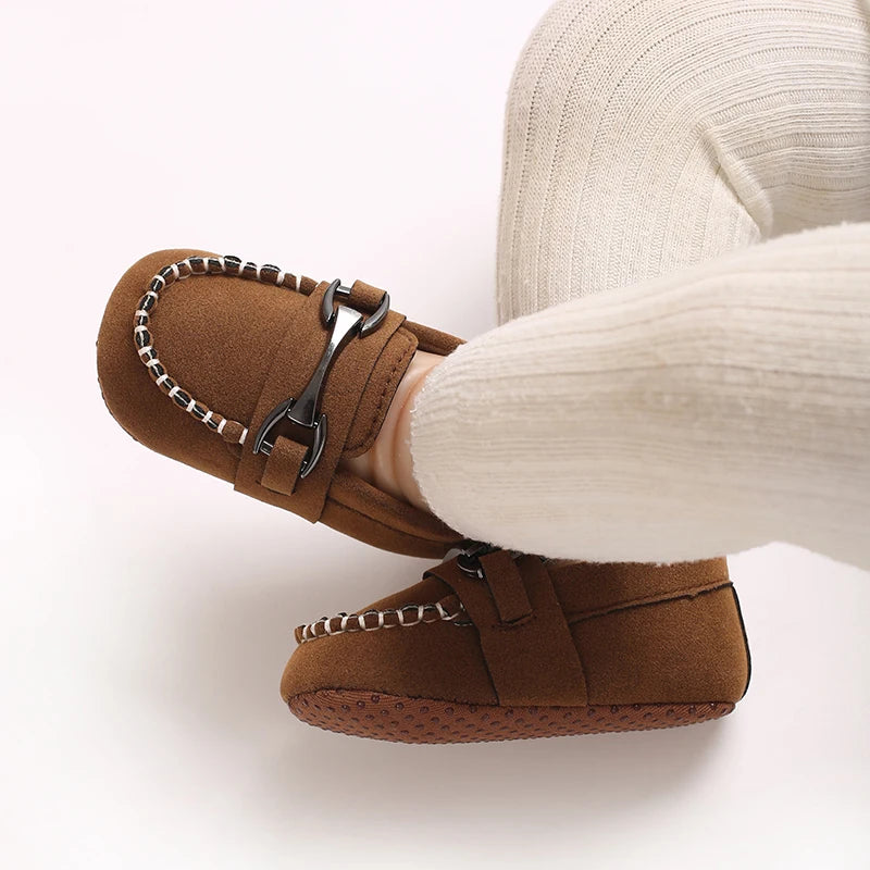 New Brown Boys Formal Shoes First Walkers Soft Cloth Sole Casual Shoes for Infants 0-18 Months