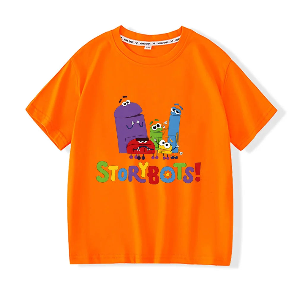 T-Shirt for Boys Funny Animation Storybots Cartoon Print Kids Tshirt Fashion Boy Girls Children Clothes Summer Short Sleeved Top