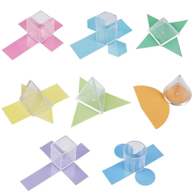 8 Transparent Geometric Solids Perspective Demonstration Model Textbook Version Math Learning Tool Montessori Educational Toy