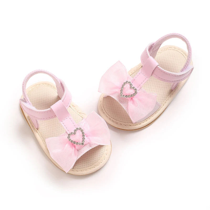Baby Girl's Shoes Bow Princess Korean Version Sandals 2026 New Summer Style Baby Soft Sole Walking Sandals Design Versatile