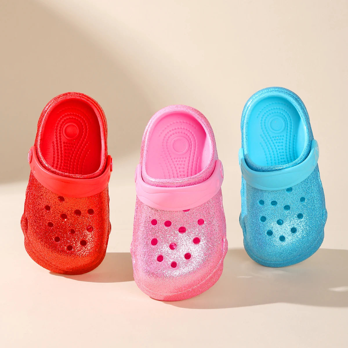Girls Classic Casual Glitter Clogs, Slip-On Beach Slippers, Non-Slip Garden Clogs Shoes for the Beach 1214
