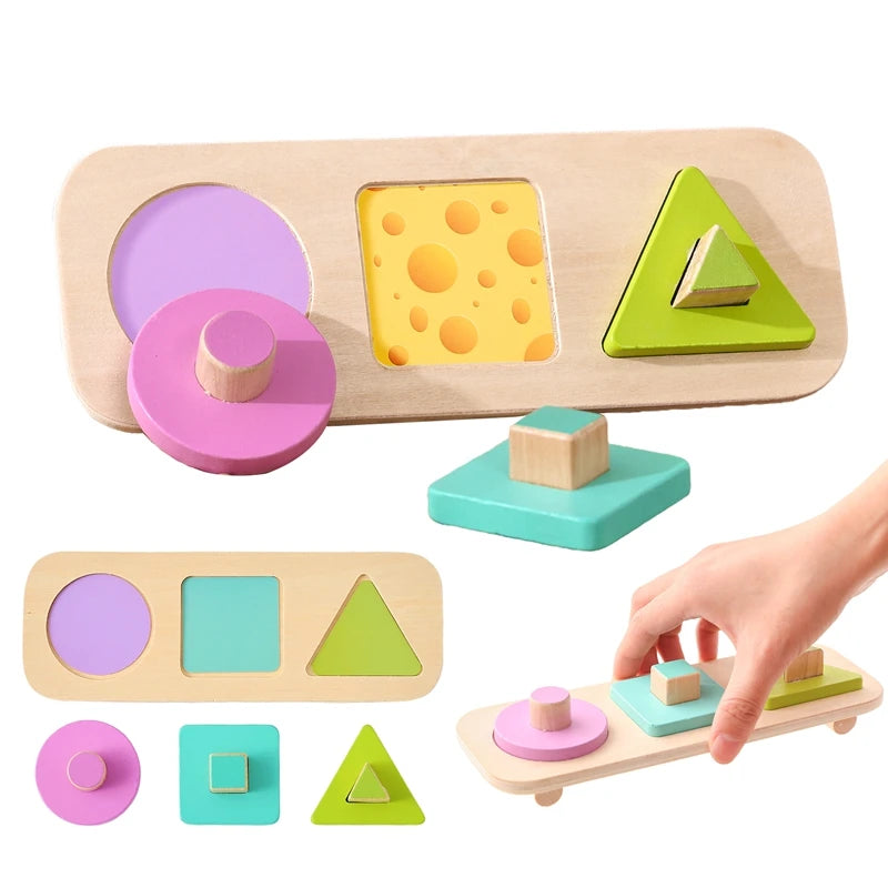 Montessori Wood Toys for Kids Wooden Sorting Stacking Toys for Baby Toddlers Educational Shape Color Sorter Preschool Kids Gifts