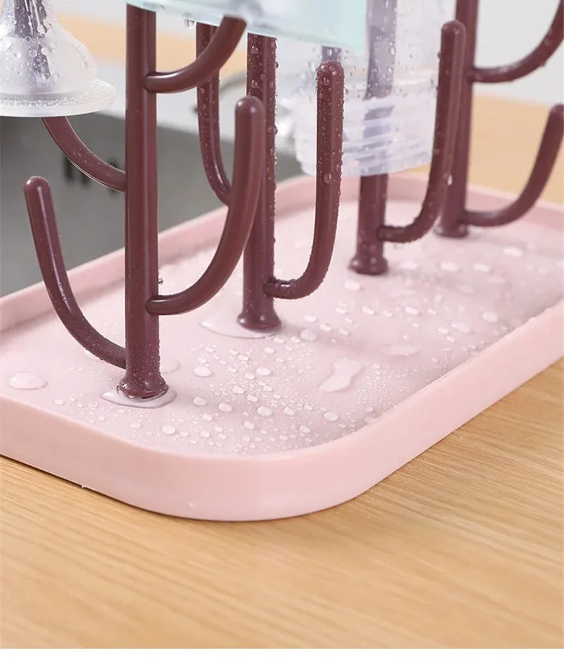 Baby Essentials Bottle Drying Rack for Kitchen Counter,Detachable Bottle Dryer Holder with Base.for Nipples,Cups,Pump Parts