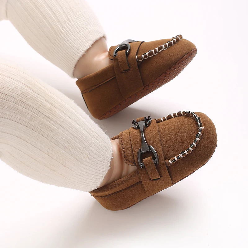 New Brown Boys Formal Shoes First Walkers Soft Cloth Sole Casual Shoes for Infants 0-18 Months