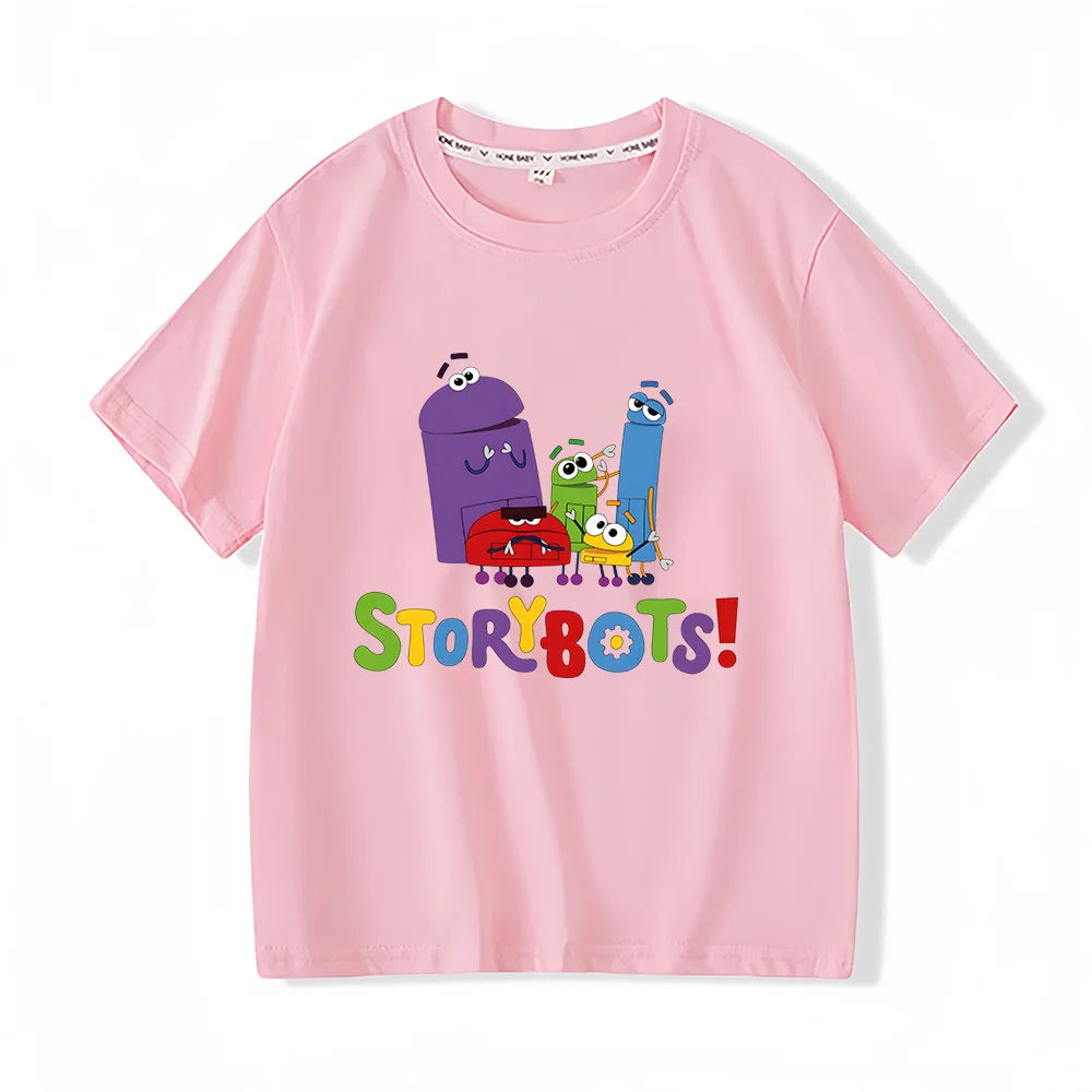 T-Shirt for Boys Funny Animation Storybots Cartoon Print Kids Tshirt Fashion Boy Girls Children Clothes Summer Short Sleeved Top