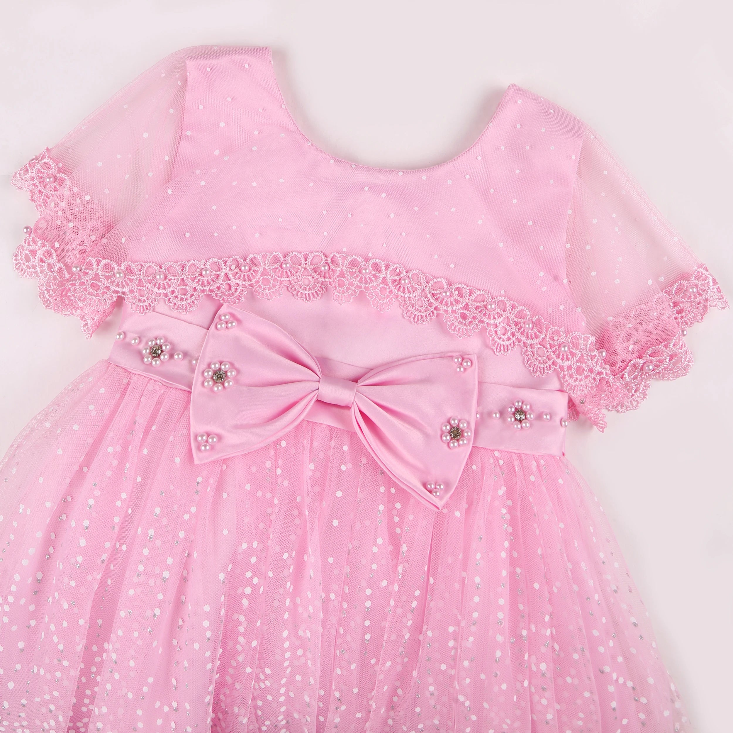 Girls' Holiday Party Dress with Shawl Net Bow Children's Dress for Special Occasions New Ins Style