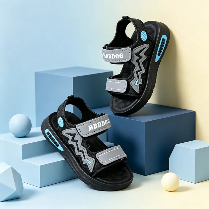 Boys Letter Print Sport Sandals Summer Soft Non-Slip Sole Breathable Casual Outdoor Beach Walking Kids Shoes