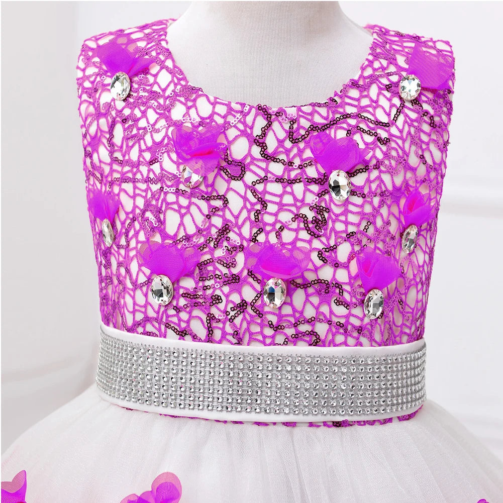 Girls Princess Dresses,Flower Sequined Ball Gown,Birthday Pageant Robe Formal Occasions Teenage Girls Dress for Party/Wedding