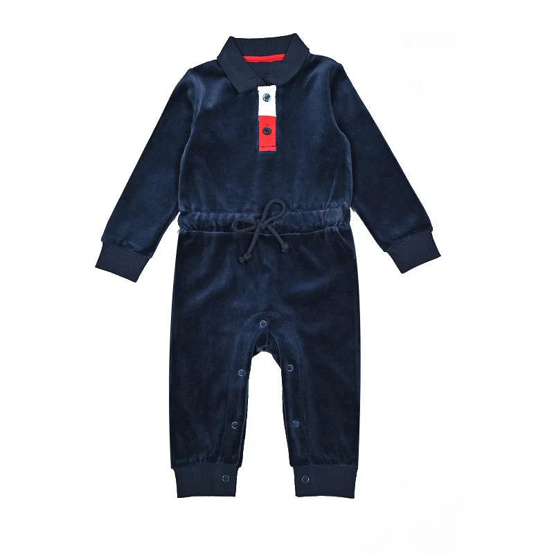 Family Clothes Navy Velour Set Girls Dress Boys Shirt Baby Romper Older 2 Pieces Set Long Sleeves Children Outfit Clothes