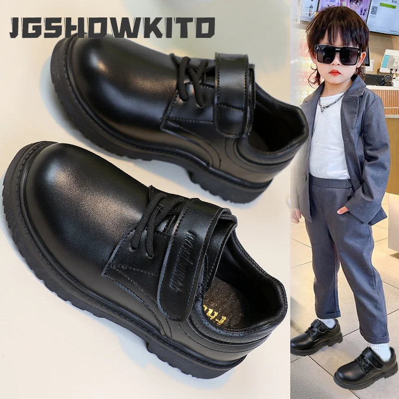 Boys Leather Party Shoes 2026 New Autumn Toddler School Uniform Shoes for Kids Soft Sole Chic Classic Wedding UK Casual Flats