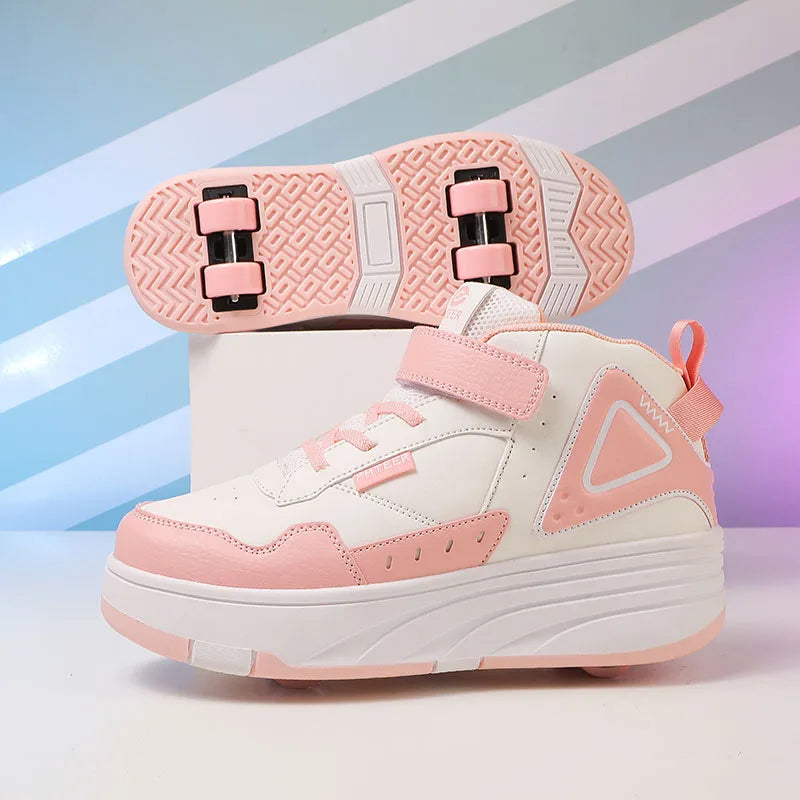Boys and Girls Roller Skate Shoes Fashion Casual Sports Children 4-Wheels Sneakers for Kids  Gift Nice Footwear