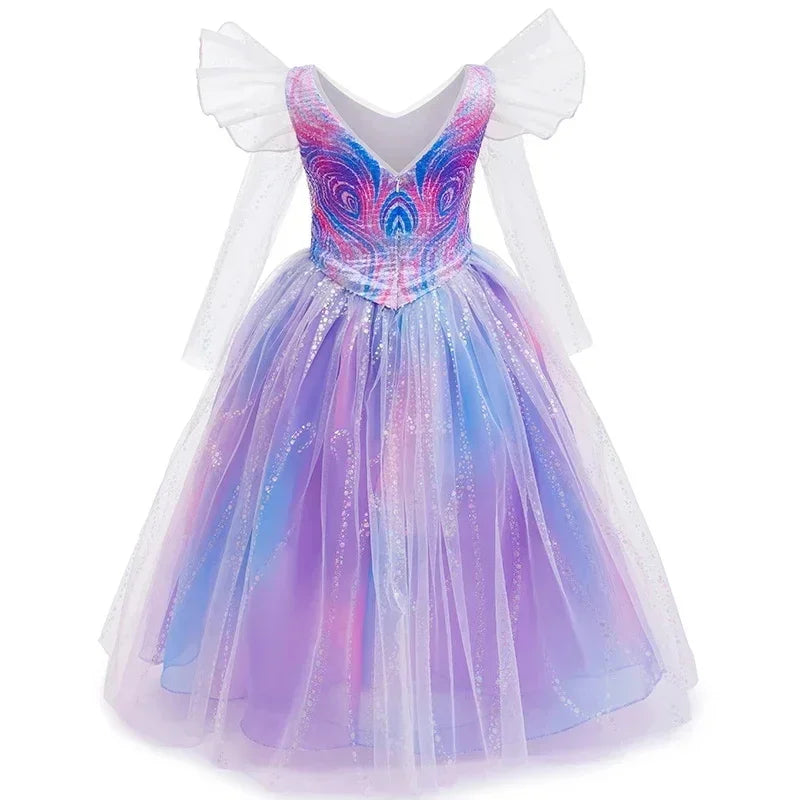 Girls Party Dresses Princess Perform Clothes With Accessory New Movie Witch Glinda Cosplay Costumes Children Carnival Outfits