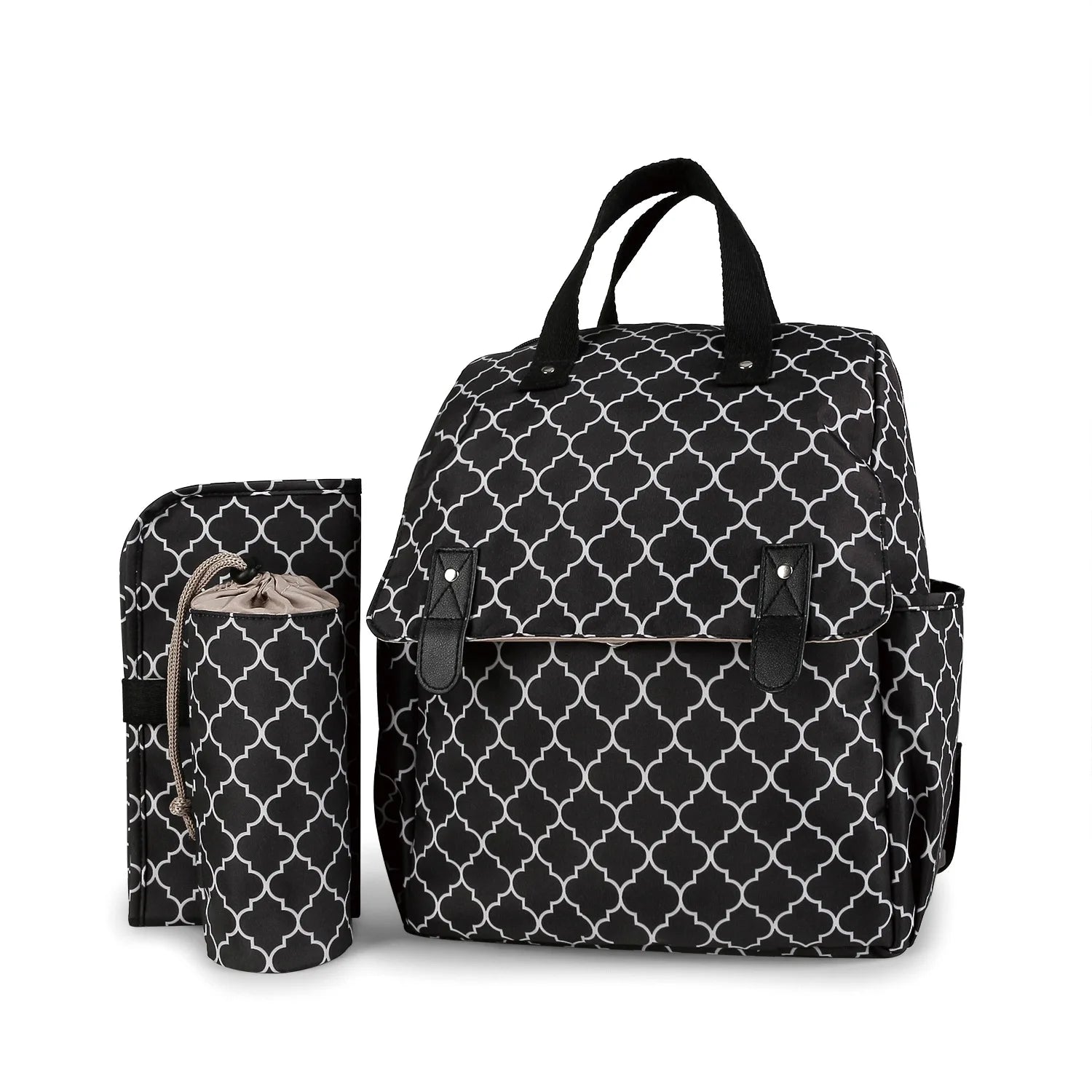Double/Single Shoulder Mommy Bag with Urinal Pad, Independent Bottle Holder, Multi-functional Maternity Travel Trolley Bag