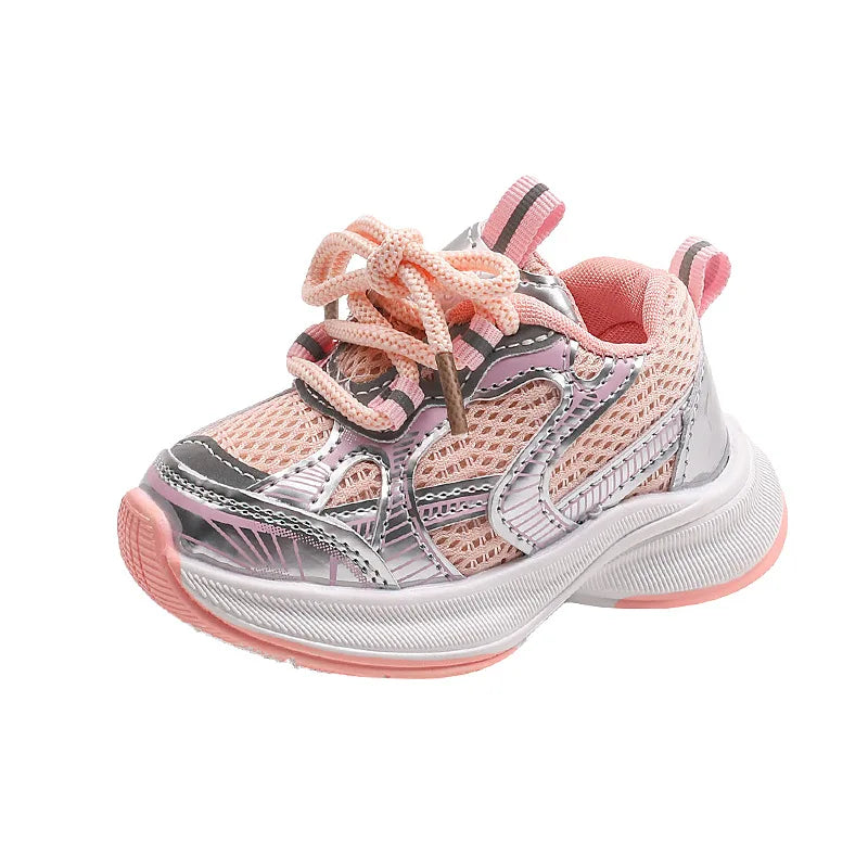 Girls' Sports Shoes 2026 New Style Soft Sole Children's Casual Shoes Fashionable Breathable Stripe Dad Shoes for Kids Boy