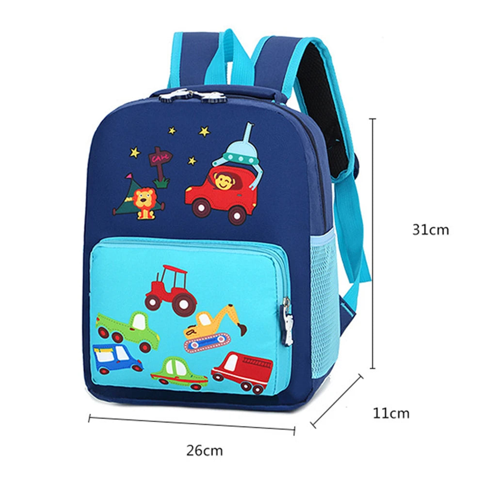 Cartoon Cars Kindergarten Backpacks Personalized Embroidered Name Children's Schoolbags Custom Name Baby Outgoing Snack Bags