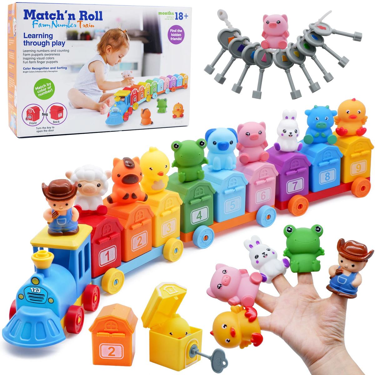 Montessori Train Toy Set Toddler Early Educational Learning Toys Counting Sorting Toys Fine Motor Finger Puppets Games For Kid