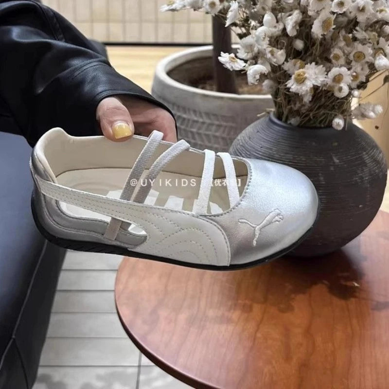 Girls Soft Bottom round Toe Princess Shoes Spring Autumn Seasonal Slip-On Baby Low Cut Single Shoes Comfortable Running Shoes