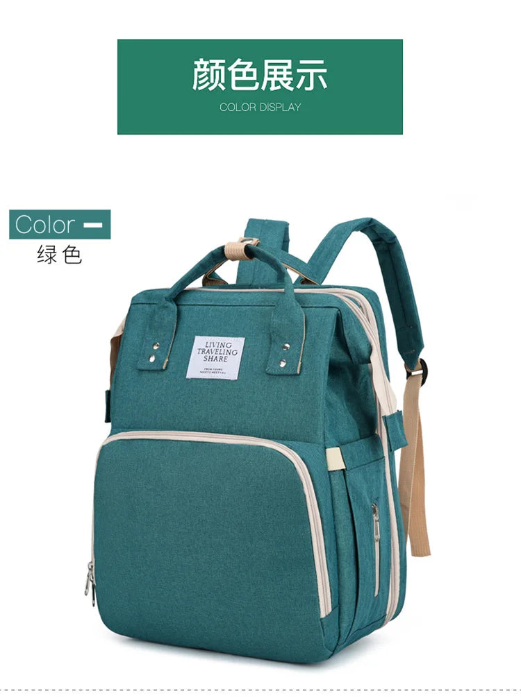 Baby Bed Mother Large Capacity Nappy Milk Bottle Backpacks with Changing Mat Convenient Baby Nursing Bags Gift Mommy Diaper Bags