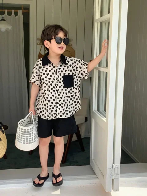 Boys Girls Matching Brother And Sister Clothes 2024 New Korean Children's Clothing Set Baby Girls Dress Kids Boys Two Piece Suit