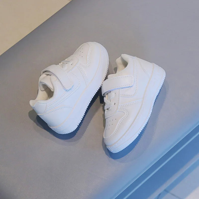 Tenis Sneakers Kids Spring/Autumn New Boys Girls Sports Shoes Casual Board Shoes Leather Soft Soled Children Small White Shoes
