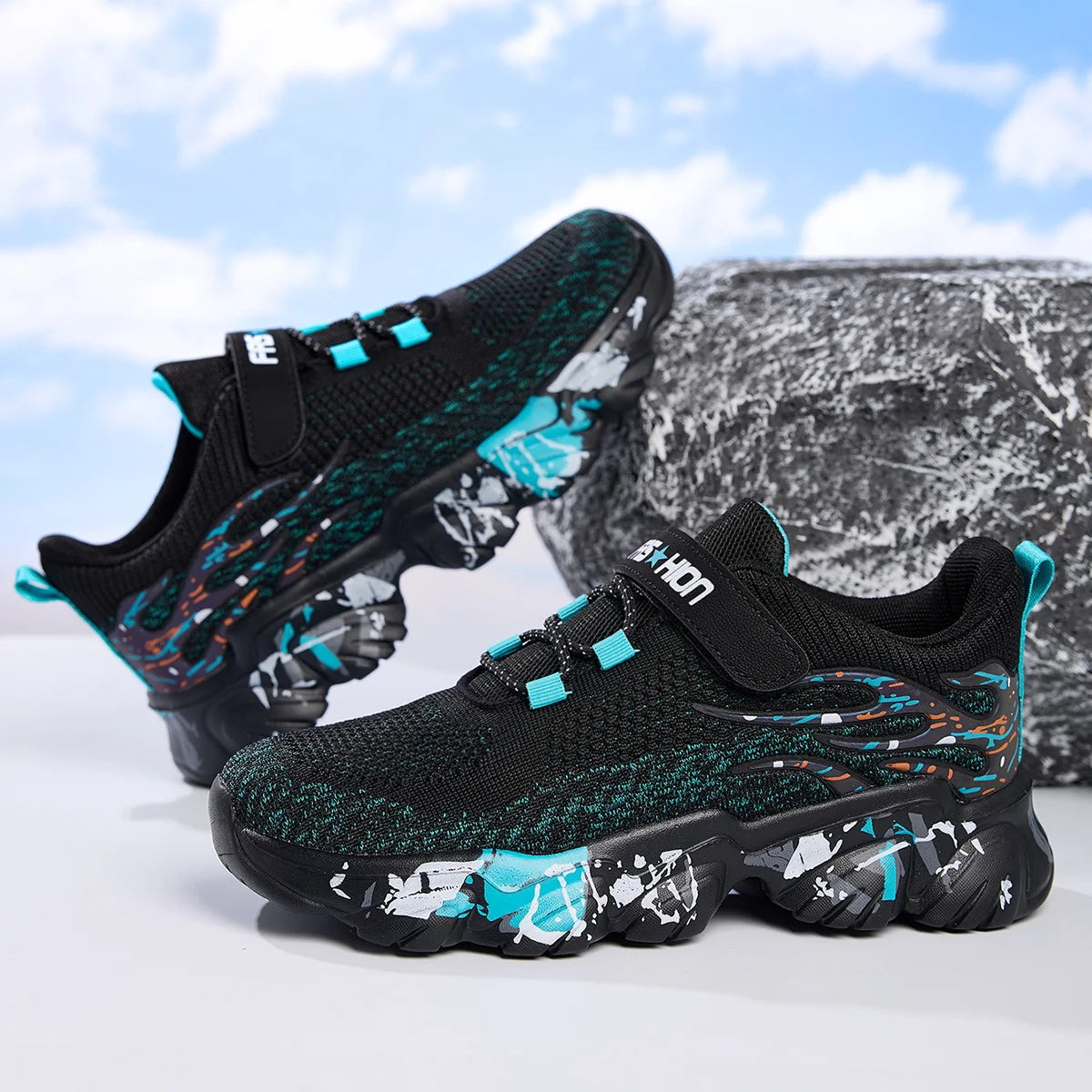 Boys' Shoes Spring New Mesh Breathable Children's Sports Shoes Fashionable Versatile Primary School Running Shoes Non-Slip and W