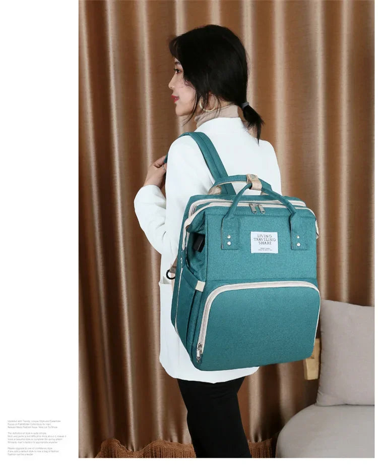 Baby Bed Mother Large Capacity Nappy Milk Bottle Backpacks with Changing Mat Convenient Baby Nursing Bags Gift Mommy Diaper Bags