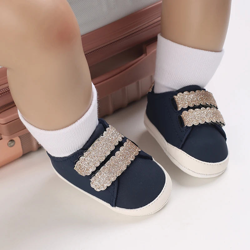 Baby Shoes Infant Pre-Walker Shoes, Floral Embroidery/ Bow Princess Sneakers, Soft Sole Casual Footwear for Baby Girls0-18M