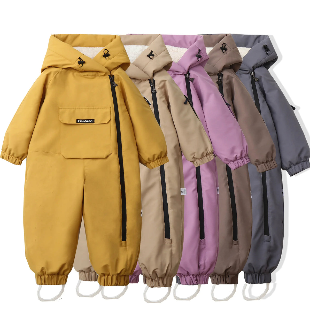 2026 Winter Baby  Clothes Warm Fur Lining Boys Snowsuit Windy Proof Baby Ski Rompers Kids Girls Jumpsuits  2-5Y