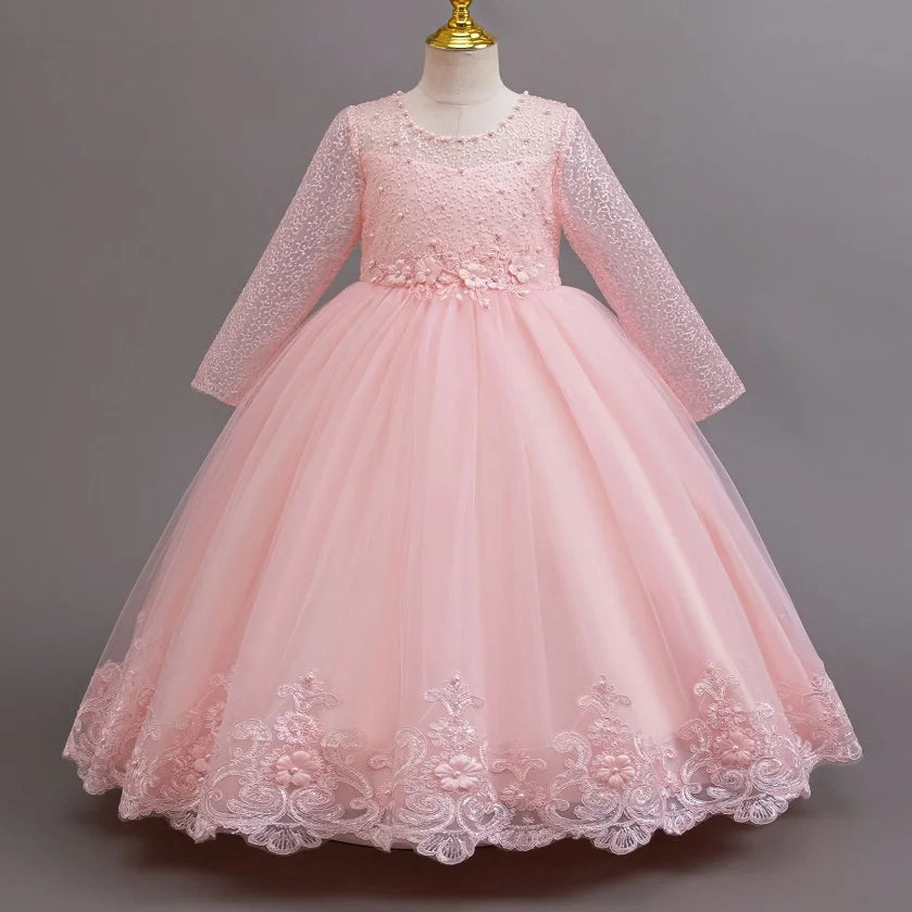 girls dress Long dresses for girls aged 4-12 Birthday dress Gorgeous and elegant beauty pageant dress Wedding flower girl dress