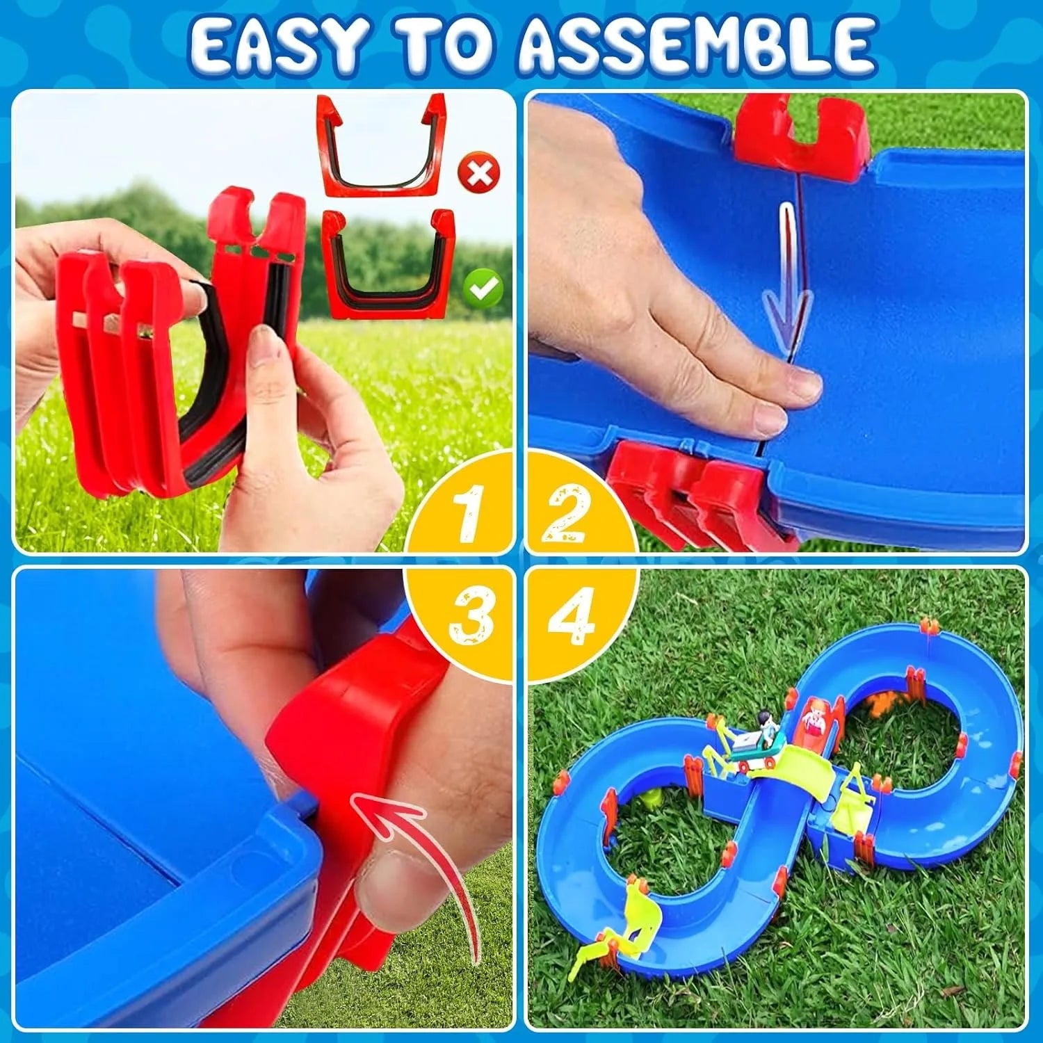 Children's outdoor water table toys, water park toy set of 50 DIY beach toys, lawn, pool waterway toys, suitable for boys and gi