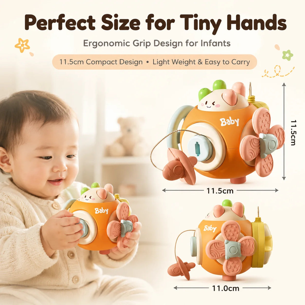 6-in-1 Sensory Busy Ball Montessori Interactive Toy Baby Fine Motor Training Early Educational Play Gift for Infant Toddler 6 M+