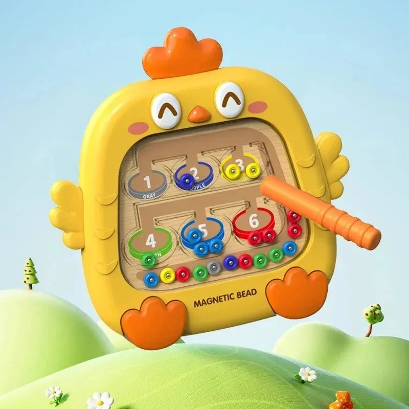 Montessori Magnetic Puzzle Board Color Number Matching Toy Sensory Play for Toddlers 3+ Educational Bead Game with Magnetic Pen