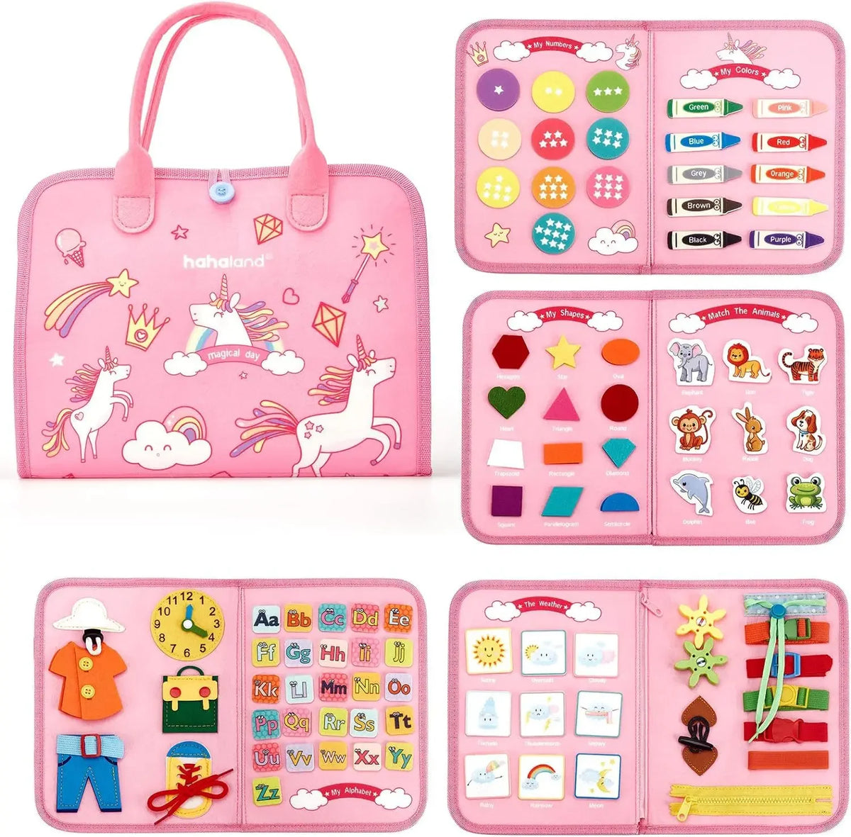 New Montessori Kids Travel Toy Felt Activity Quiet Books Busy Board Activity Educational Sensory Learning Book for Kids Gifts