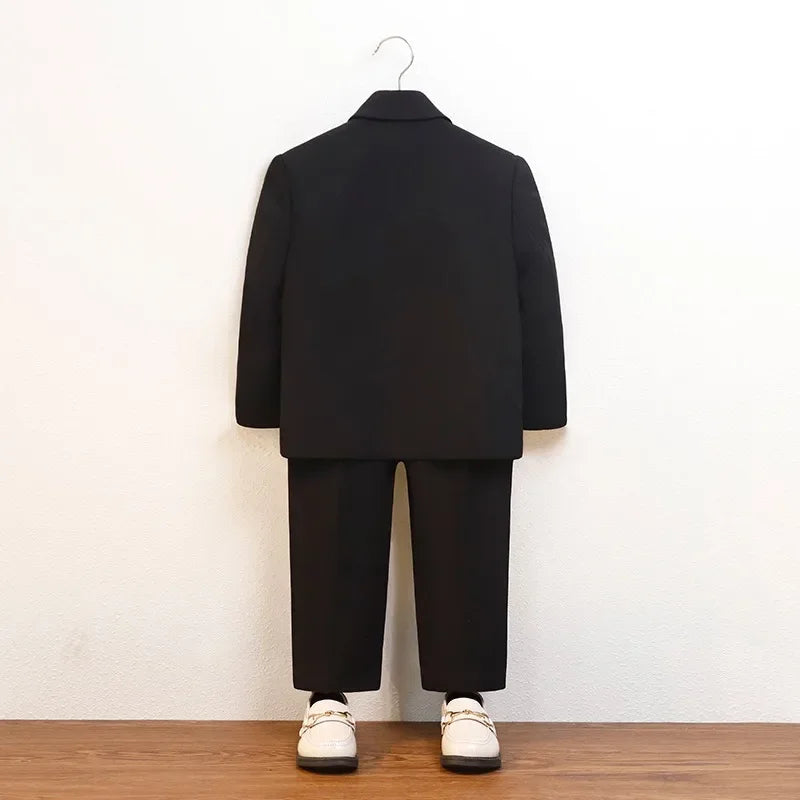 Boys Suit Fashion Design Handsome School Children's Clothes Set Casual Blazers Pants 2pcs Page Boy Wedding Performance Costumes