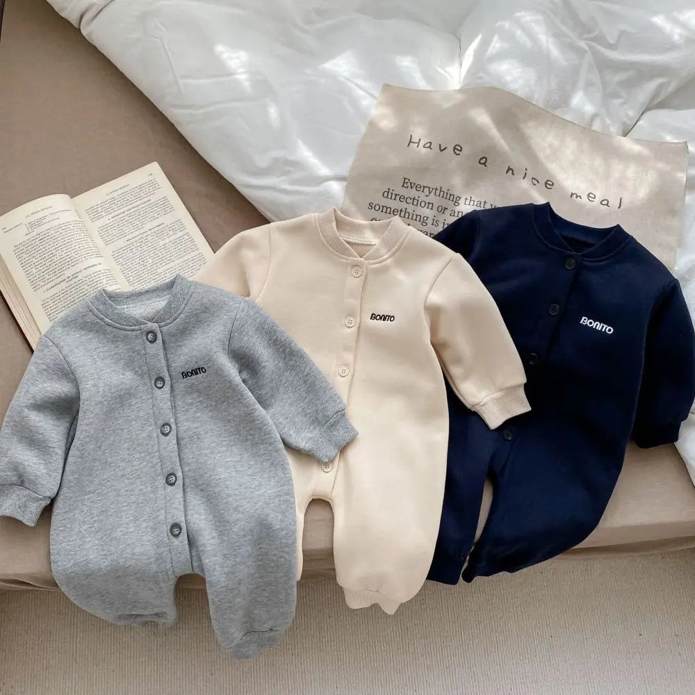 Autumn Winter Newborn Baby Clothes Letter Print Boy Romper Warm Infant Girl Soft Fleece Jumpsuit Pajamas 2026 Bodysuit for 0-24M